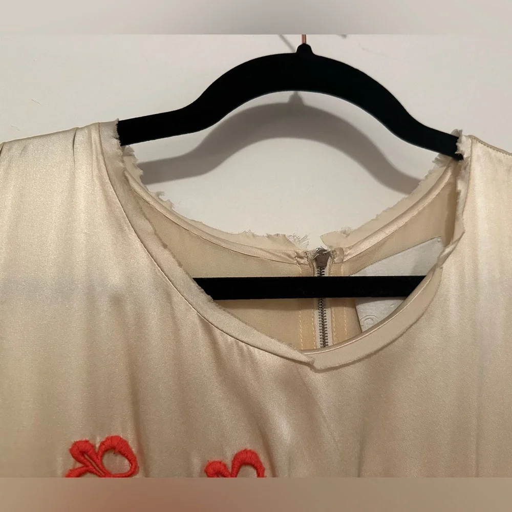 3.1 Phillip Lim cream & black silk mini dress with orange floral embroidery - 8 - Picture 10 of 12